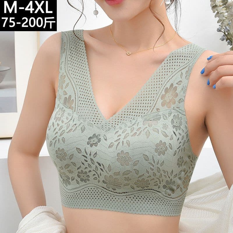 image-Thin section beautiful back wrapped chest vest women gather no steel ring with chest pad to collect auxiliary milk base large size seamless bra underwear