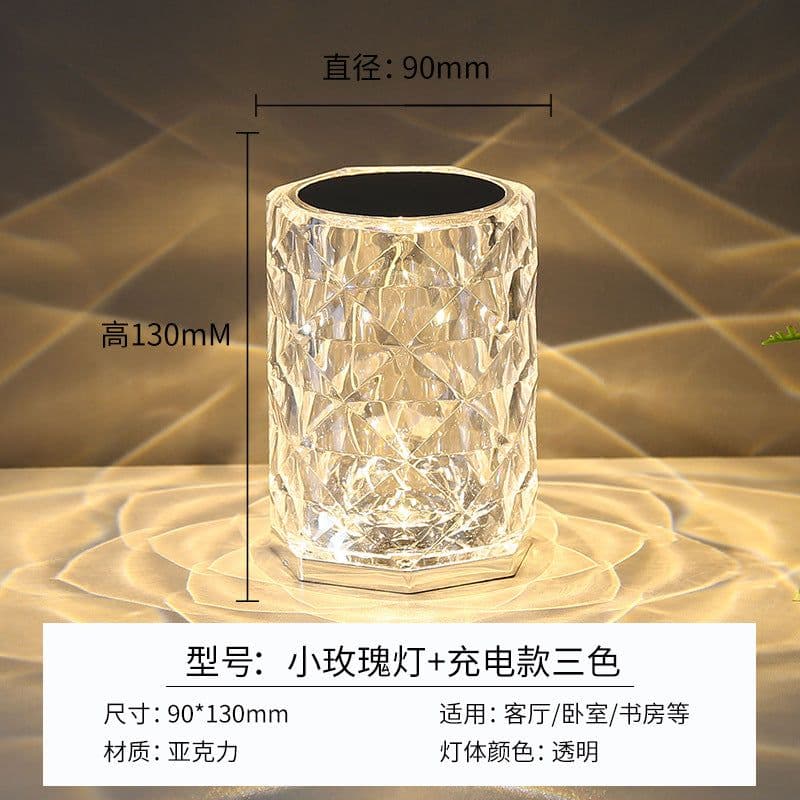 image-Crystal Rose Lamp - RGB LED Rechargeable