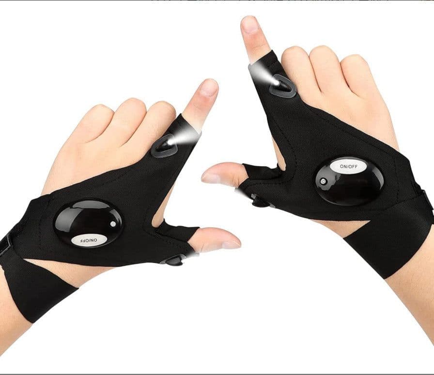 image-Led flashlight fishing maintenance camping running lighting half finger with light night fishing gloves night running with light gloves