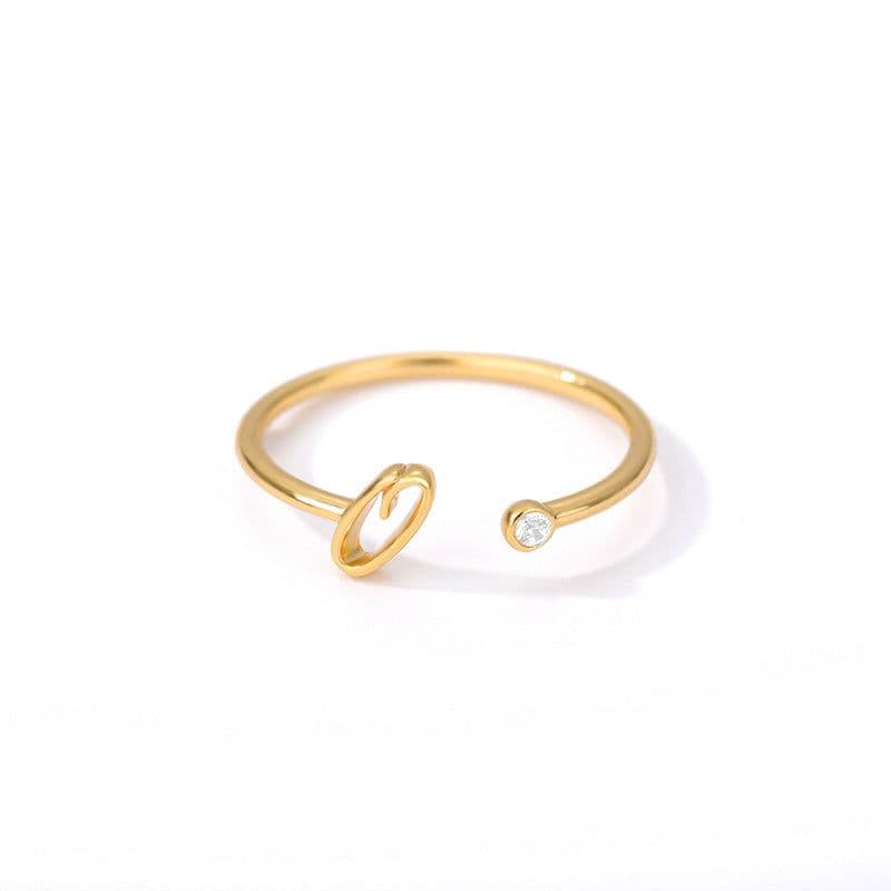 image-Cross-border simple letter ring English letter ring women's opening adjustable ring name ring spot