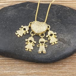 image-Children's Number Pendant Necklace - 18k Gold Plated Copper