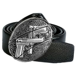 image-Men's Belt Knife - Trendy PU Leather, Alloy Buckle, 130cm