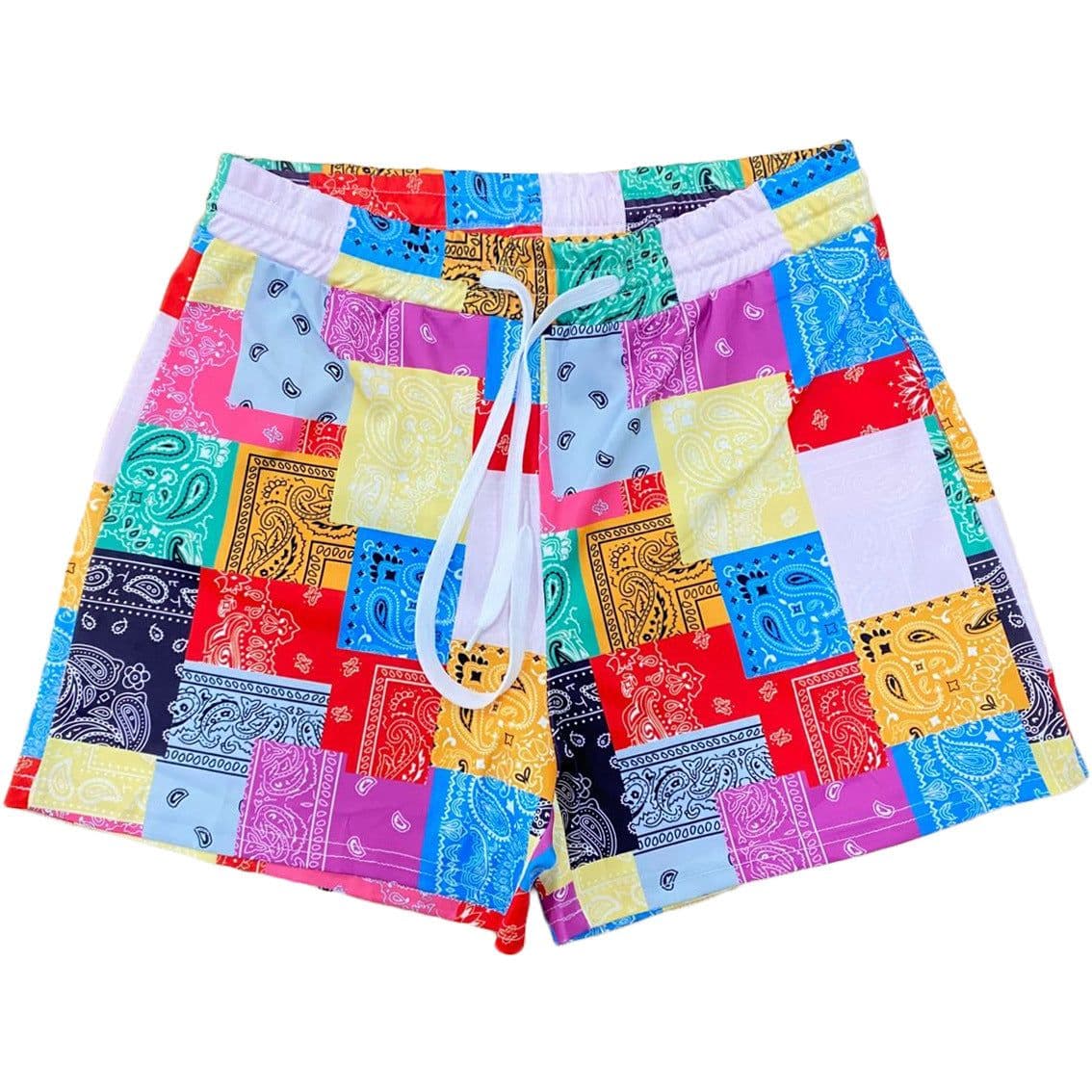 image-Finsenland European Summer Casual Pants - Paisley Print Shorts, XXXL