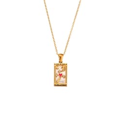 image-Ding Ran 18K Gold-Plated Zircon Tarot Necklace - Fashion Geometry 41cm-50cm