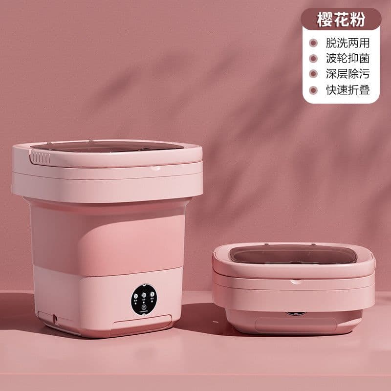 image-Folding washing machine portable large-capacity home wash-and-dry all-in-one dormitory underwear cleaning machine sock washing artifact