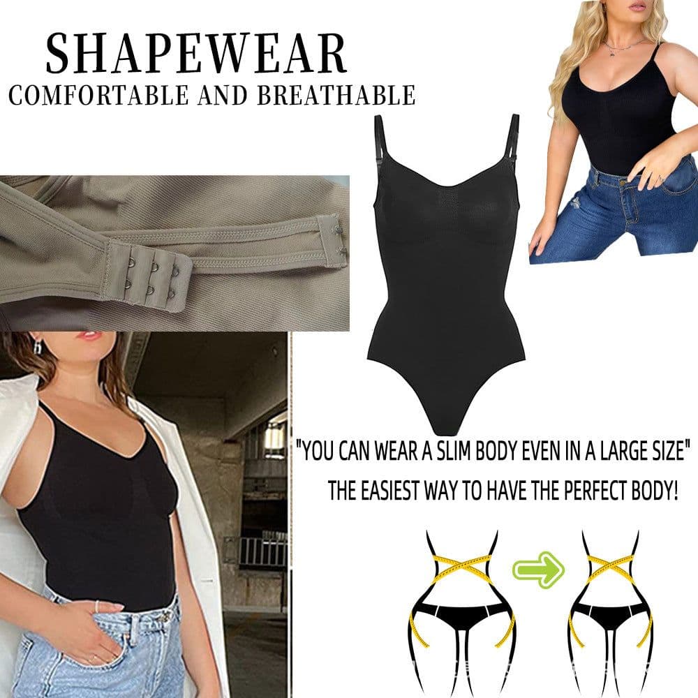 image-Nigar Seamless Shaping Bodysuit - Black Thong