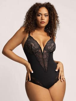 image-Sexy Hua Dai'er Lace Bodysuit - Black, Large Size, Shapewear