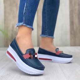 image-Rabid Bear Women's Loafers - Light Blue PU Flat Shoes