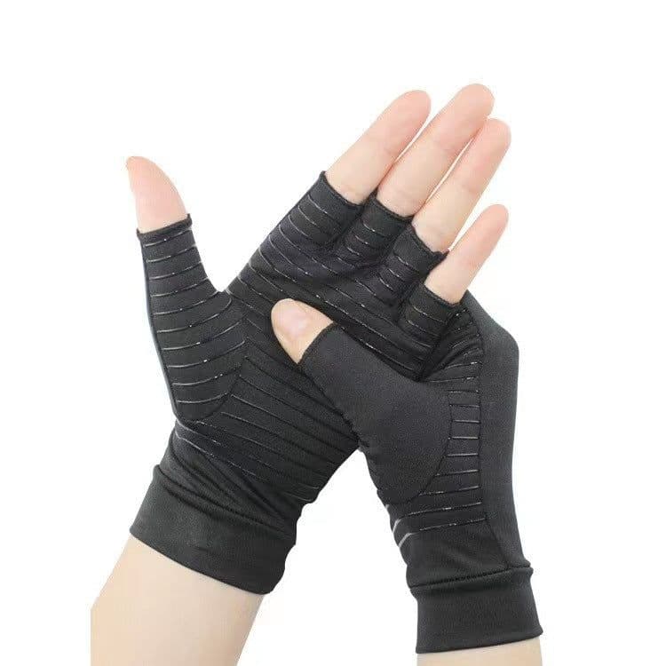 image-Copper Fiber Cycling Gloves - Half Finger Black S