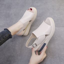 image-Muffin Wedge Sandals Women - Black High Heel