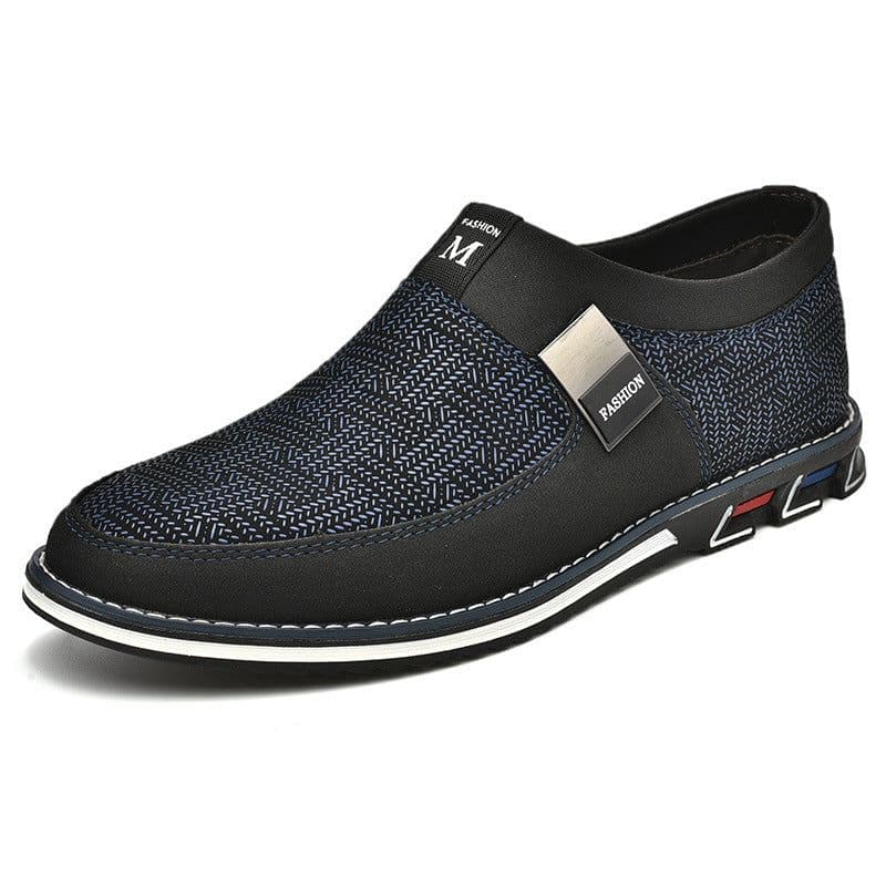 image-New Wenzhou Low-Top Casual Shoes, Black/White, Size 48 Men's Leather Flat Bottom