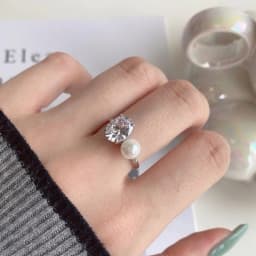 image-Cross-border new s925 silver ring female European and American fashion creative jewelry diamond zircon pearl ring manufacturers wholesale