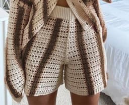 image-Women's Brown Striped Cardigan Set - Long Sleeve