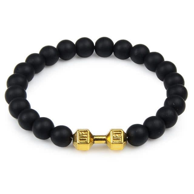 image-Volcanic Lava Dumbbell Bracelet Tiger Eye Blue Turquoise White Turquoise Bracelet Ladies and Men Jewelry Cross-border Hot Sale