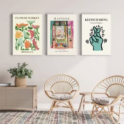 image-Canvas Flower Painting Triptych - Modern 60x90cm