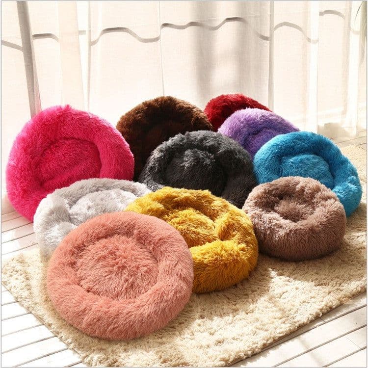 image-Plush cat litter kennel round removable and washable kennel winter warmth pet supplies bed dog bed kennel