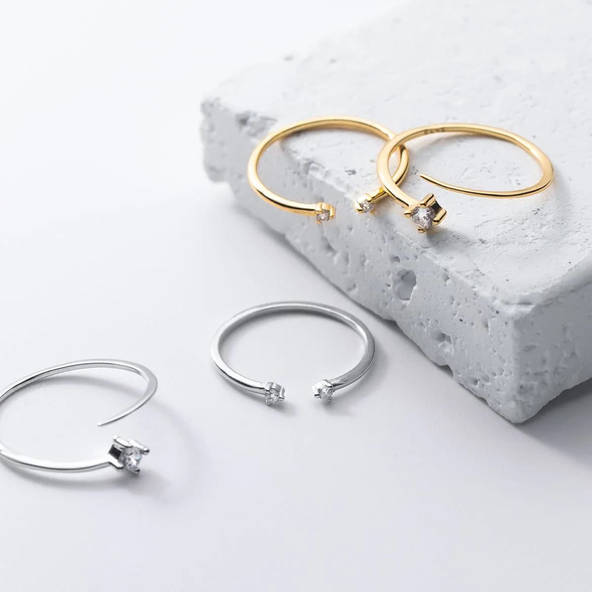 image-Ailuoqi 925 Sterling Silver Diamond Adjustable Ring R00008