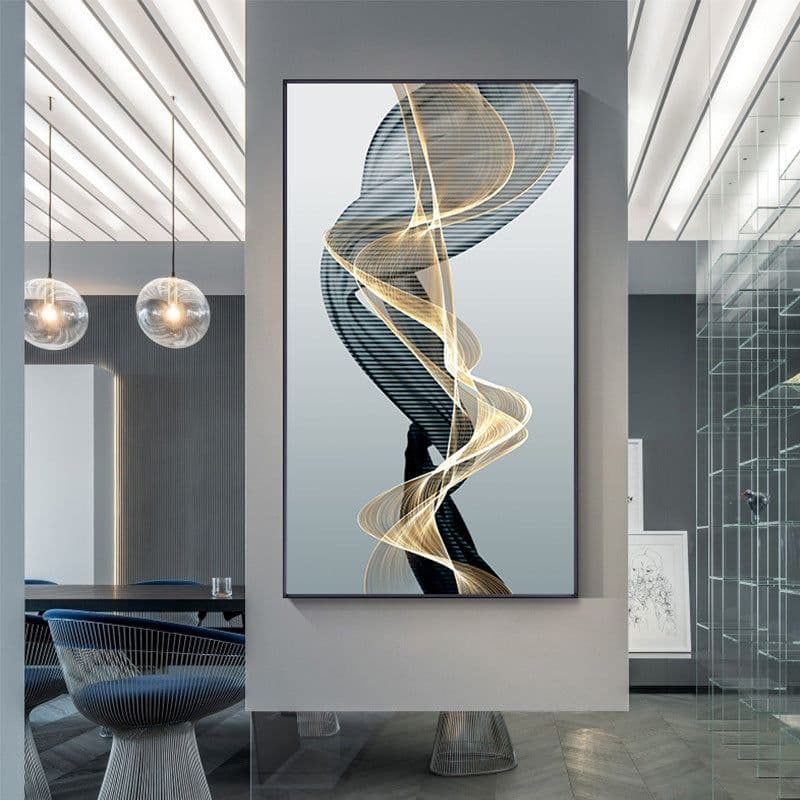 image-Postmodern abstract black yellow line canvas painting core wish AliExpress hot style painting core living room decoration painting