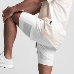 image-European Men's Quick-Dry Muscle Sports Shorts 4XL Beige White