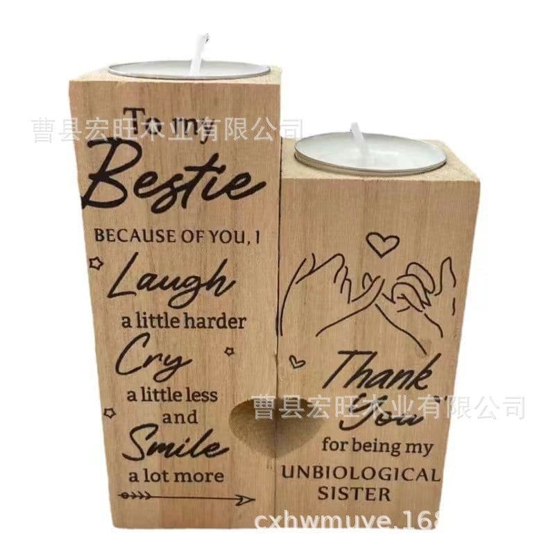 image-Cross-border New Products Mother's Day Home Decoration Atmosphere Decoration Heart-shaped Candle Table Wax Table Cross-border Wooden Decoration