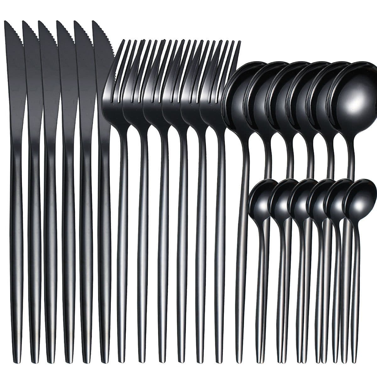 image-Yigang Stainless Steel Flatware Set 24 Piece Silver