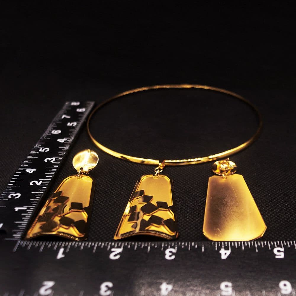 image-Electroplated copper alloy 24K jewelry set two-piece necklace and earrings for women