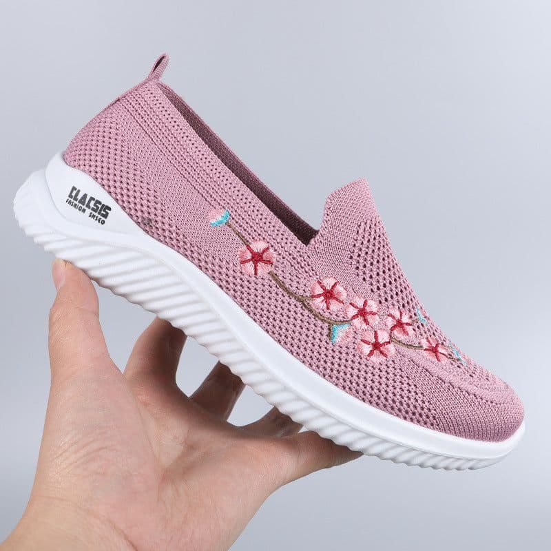 image-Women's Pink Walking Shoes - Mesh Breathable Casual Slip-Ons
