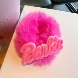 image-Japanese & Korean Bowknot Plush Hair Rope - Barbie Pink Loli Hair Accessory
