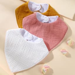 image-3 Pack Baby Cotton Waterproof Bibs - Triangle