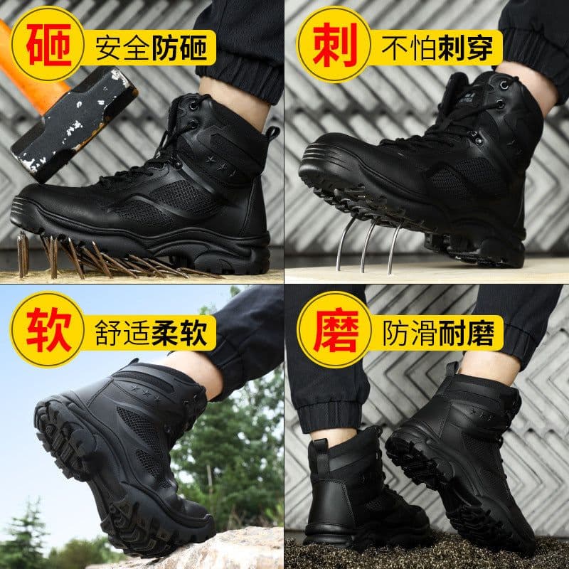 image-Safety Work Shoes Men High-Top Steel Toe Anti-Smash