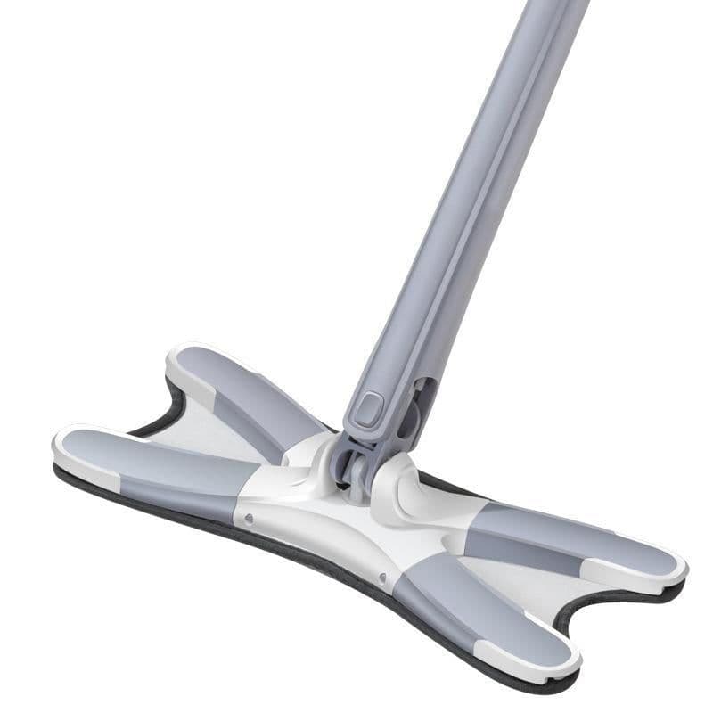 image-Flat Mop with X-Shaped Mop Head, 37cm Butterfly Clip - Stainless Steel Rod