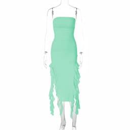 image-Women's Sleeveless Midi Dress - Irregular Tube Top Summer