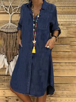 image-Plus Size Women's Denim Dress - Black 5XL Elegant Temperament (65 characters)