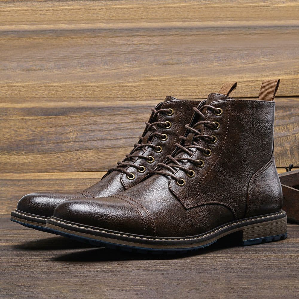 image-Martin Boots Men PU Leather Winter Black