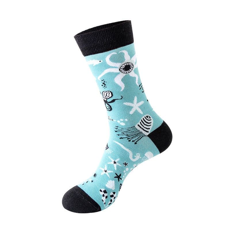 image-Mo Xi Stripe Socks - Mid Tube Cotton Unisex 41-46