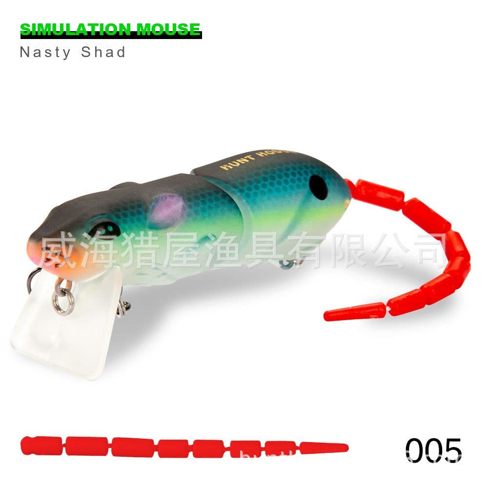 image-Hunting House Lumino 3D Bionic Mouse Knotty Fish 85mm 17g Super Realistic Swimming Style Blackfish Perch
