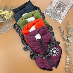 image-Waterproof Bichon Frize Cotton Dog Coat Purple Small