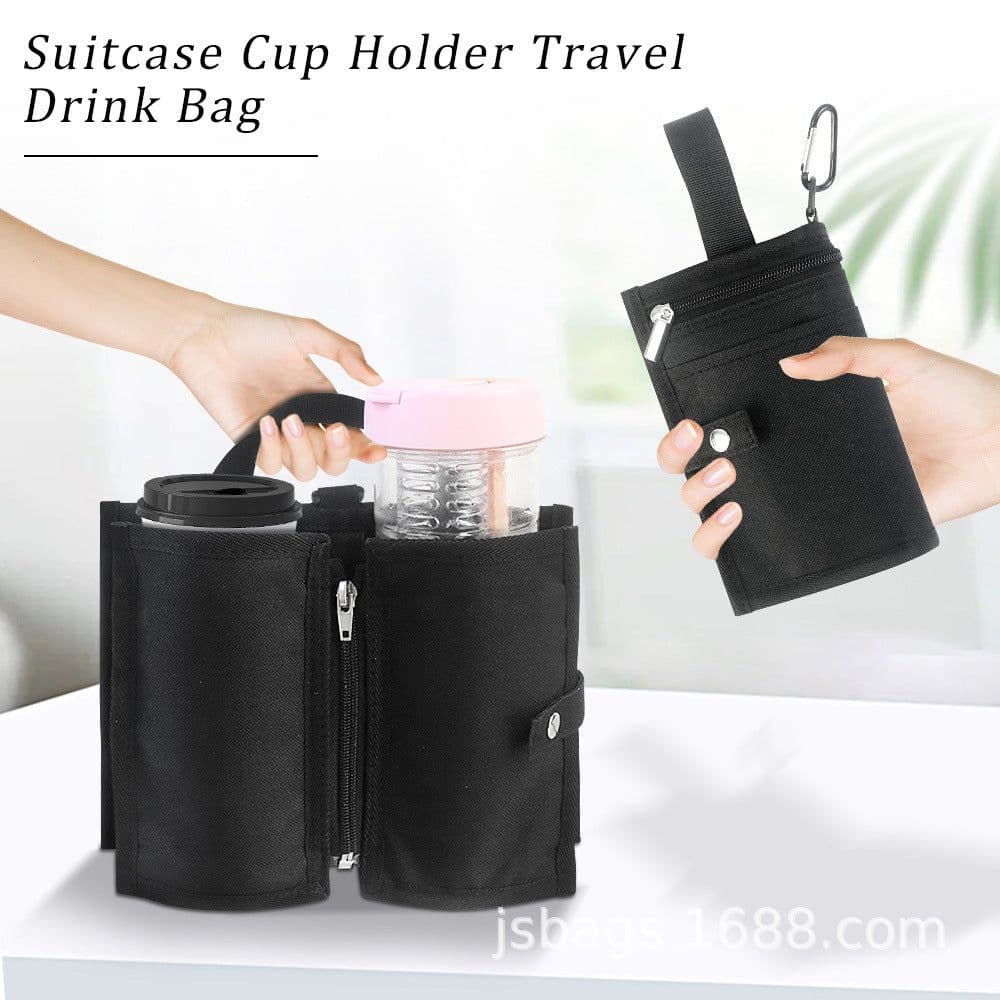 image-Portable Suitcase with Cup Holder - Travel Essentials