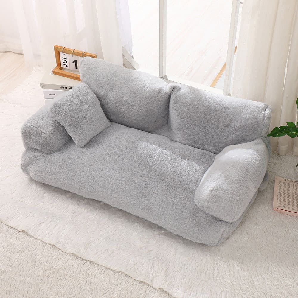 image-Pet Sofa Bed - Rabbit Plush Khaki S 45x38x22cm