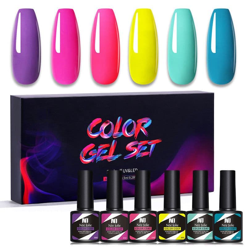 image-Nee Jolie UV Gel Nail Polish Set - 6 Colors 8.5ml