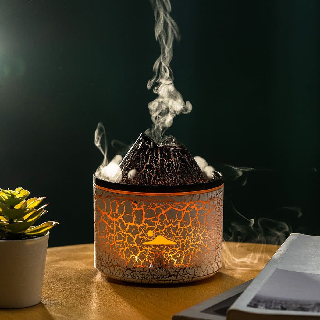 image-New cross-border lava volcano aromatherapy machine smoke ring humidifier Internet celebrity same style two-color with remote control flame aromatherapy machine