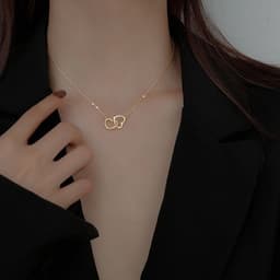image-Double ring heart-shaped 2021 new simple necklace female collarbone chain female niche design sense net red ins style jewelry gift