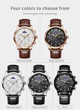 image-Lige Quartz Chronograph Watch - Business Style