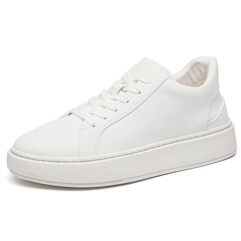 image-Men's White Leather Low Top Casual Sneakers Size 44