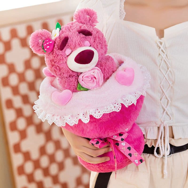 image-Strawberry Bear Plush Doll Toy - Soft Short Plush
