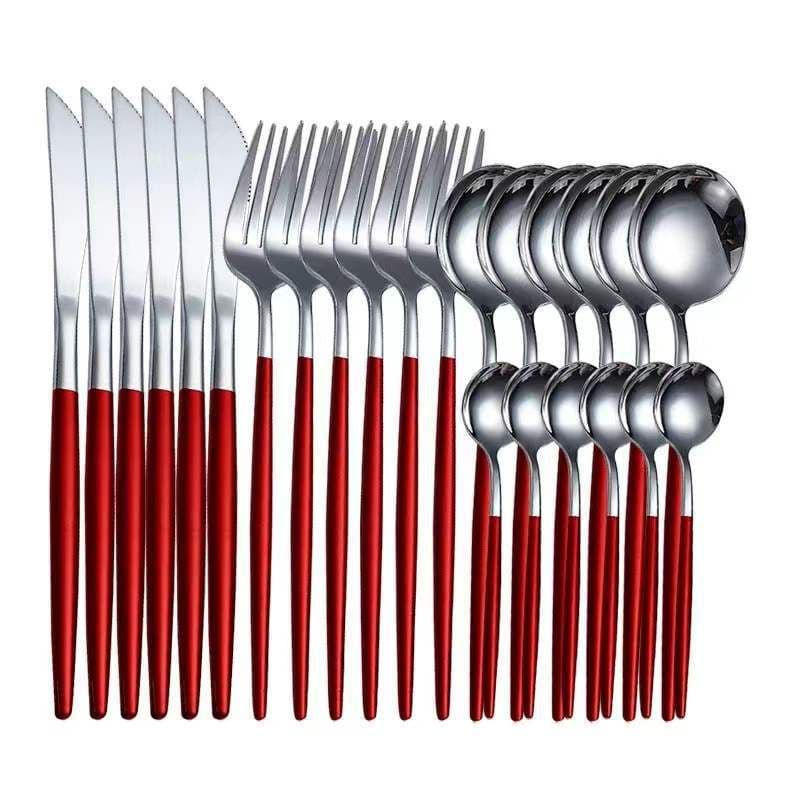 image-Yigang Stainless Steel Flatware Set 24 Piece Silver