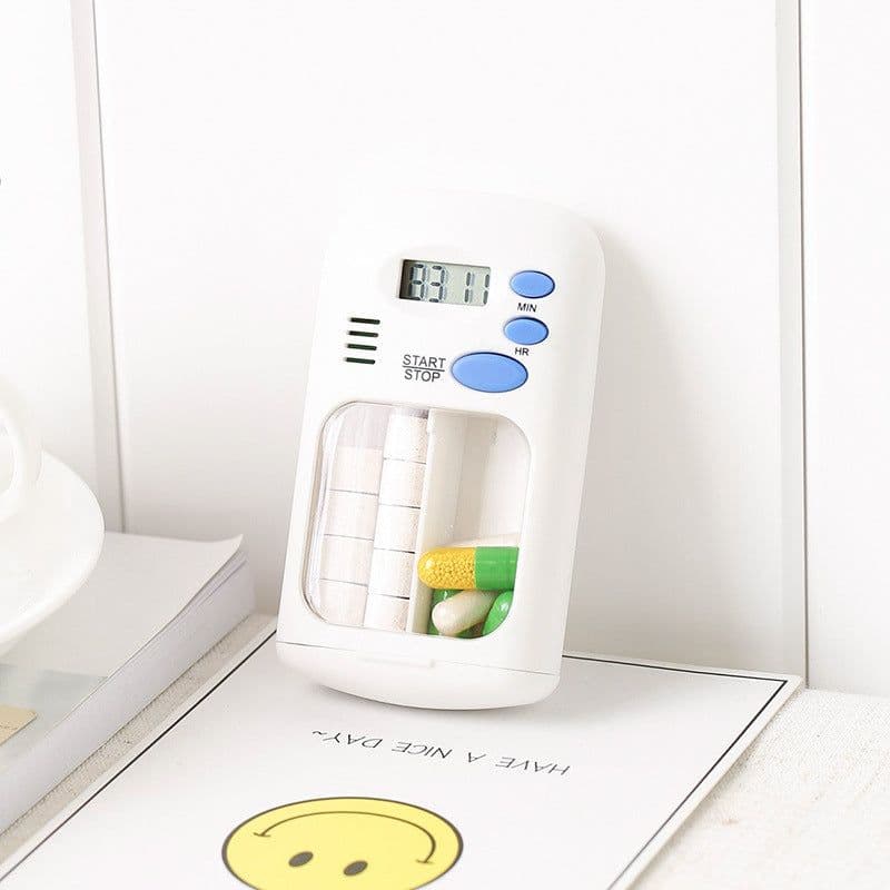 image-Smart Pill Box Timer Reminder - White 9x5.5x2cm