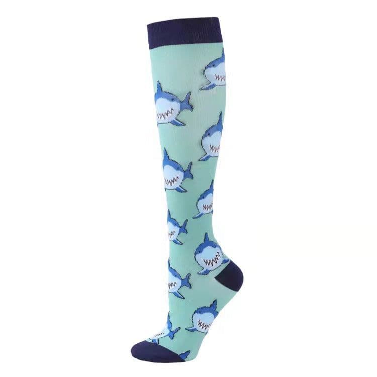 image-Cross-border Nurse Leggings Cute Long Tube Women's Socks Sports Cartoon Plaid Leopard Print Sports Pressure Socks Spot Wholesale