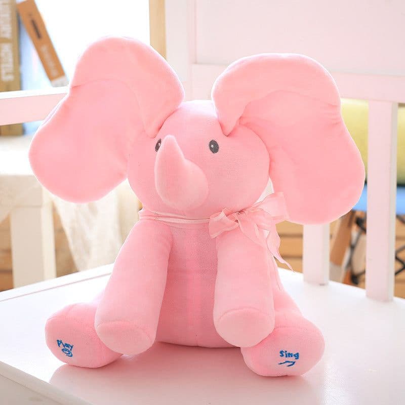 image-Plush Flying Elephant Toy - Soft LSD Peekaboo Bear - Kids Gift 4 Music/Voice - 7-14 Years