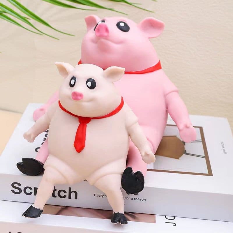 image-Creative decompression toy to decompress and vent red scarf inspirational pig decoration office net red simulation pig pinch music